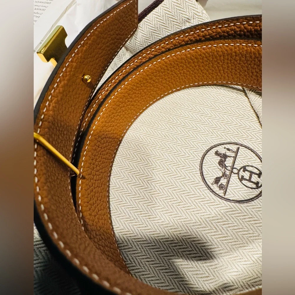 NWT - HERMES - H belt buckle & Reversible leather strap 32 mm - Picture 5 of 9